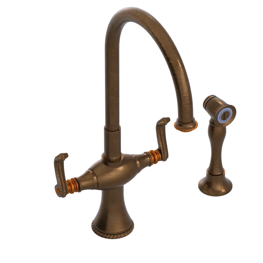 Rubinet Two Handle Single Hole Kitchen Set with Hand Spray Oil Rubbed Bronze