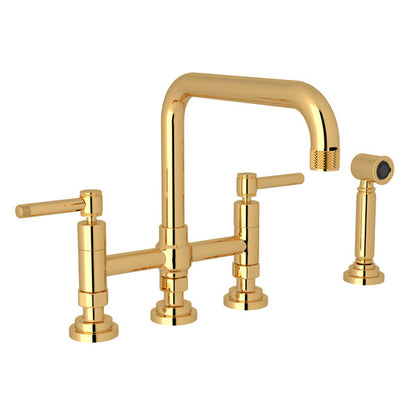 ROHL Campo Deck Mount U-Spout 3 Leg Bridge Faucet With Sidespray