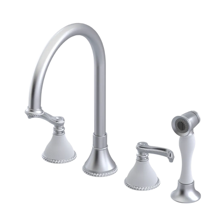 Rubinet Widespread Kitchen Set with Hand Spray Satin Chrome