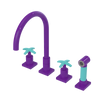 Rubinet Widespread Kitchen Set with Hand Spray Purple Haze