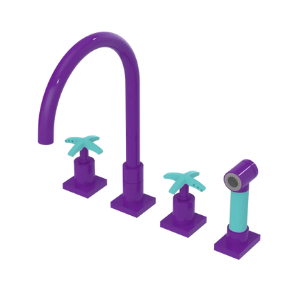 Rubinet Widespread Kitchen Set with Hand Spray Purple Haze