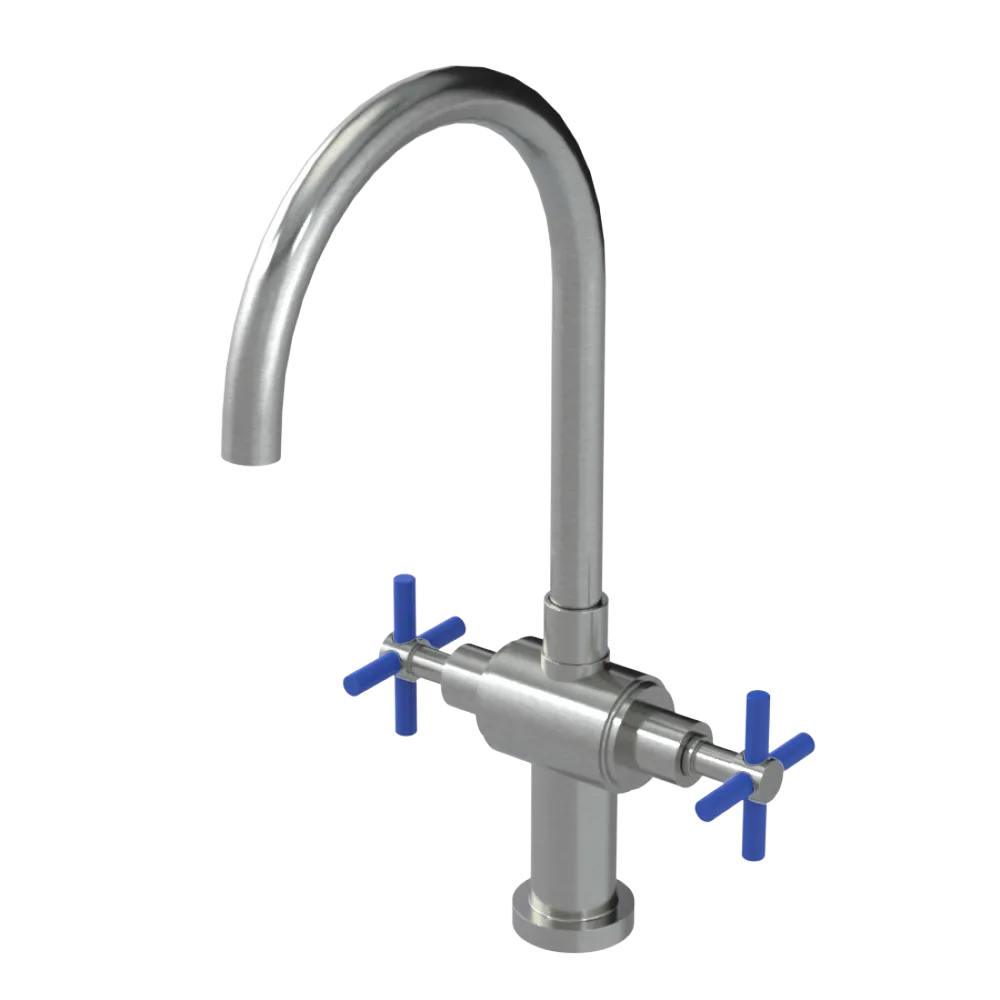 Rubinet Two Handle Single Hole Kitchen Set with LaSalle Spout Satin Nickel