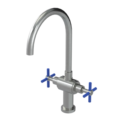 Rubinet Two Handle Single Hole Kitchen Set with LaSalle Spout Satin Nickel