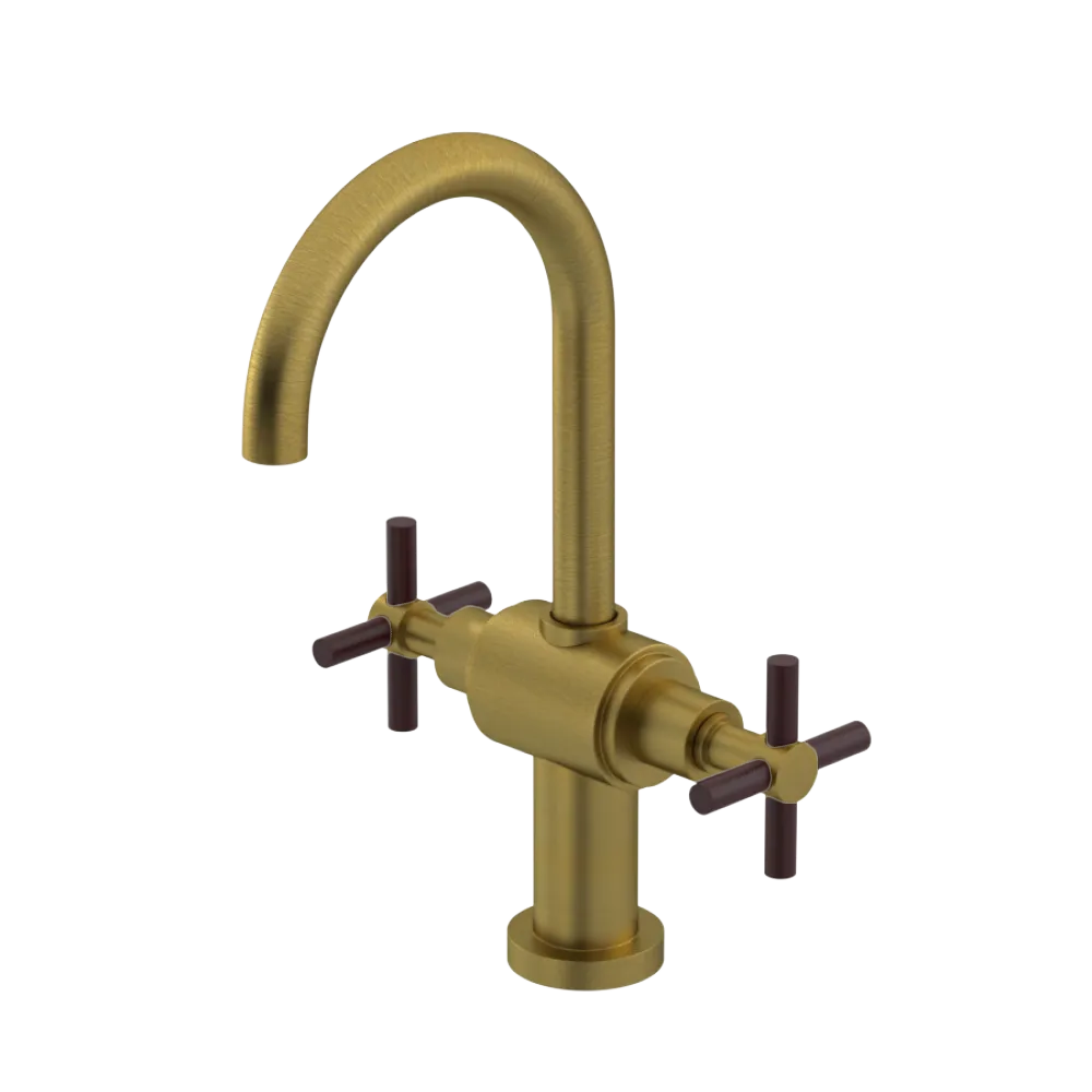 Rubinet Single Hole Dual Handle Lav. Set with LaSalle Spout (less drain) Antique Brass Matt