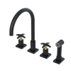 Rubinet Widespread Kitchen Set with Hand Spray Matt Black