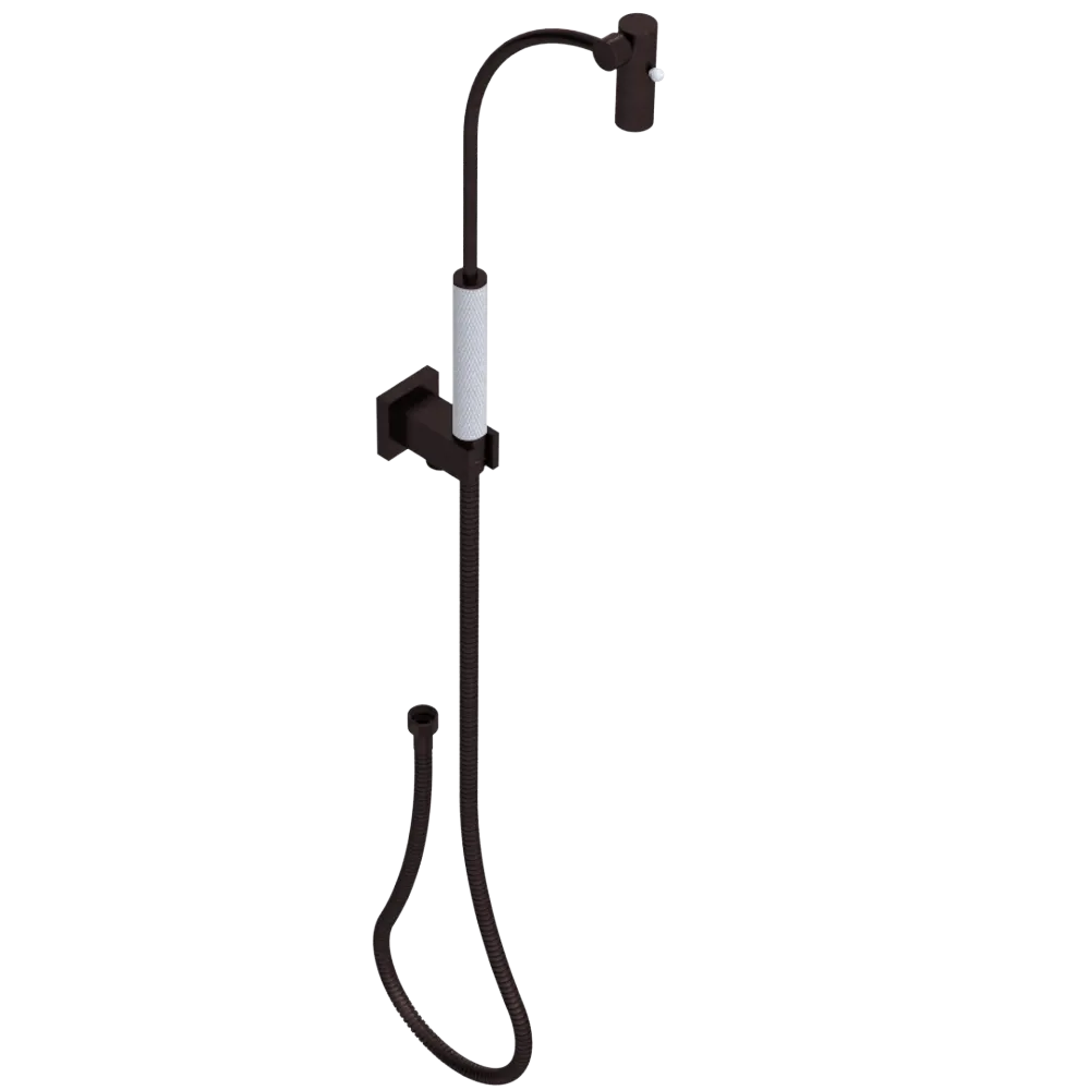 Rubinet Hand Held Shower Bidet with Extended Reach & Dual Function Spray Including Wall Bracket with Supply & Hose (Square) Oil Rubbed Bronze
