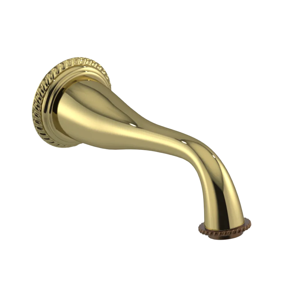 Rubinet Tub Filler Spout Wall Mount Bright Brass