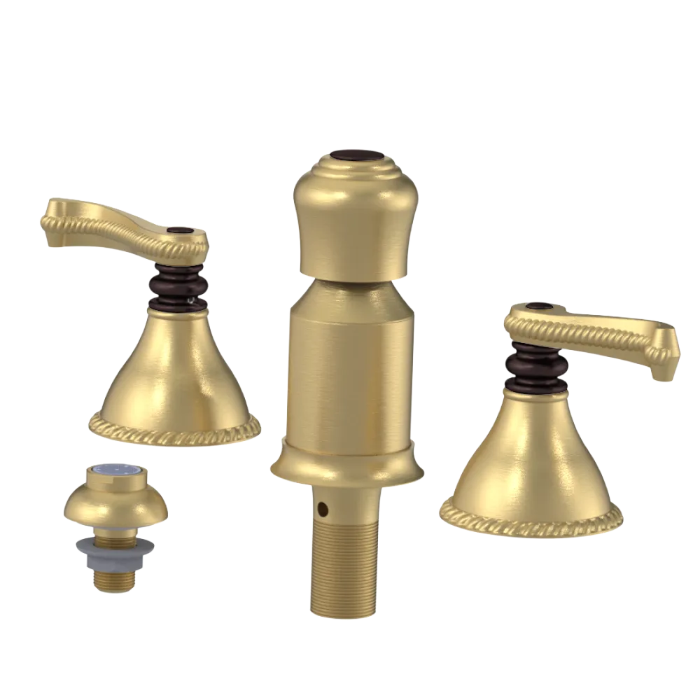Rubinet Bidet Fitting with Spray, Diverter, and Vacum Breaker (Less Drain) Satin Brass