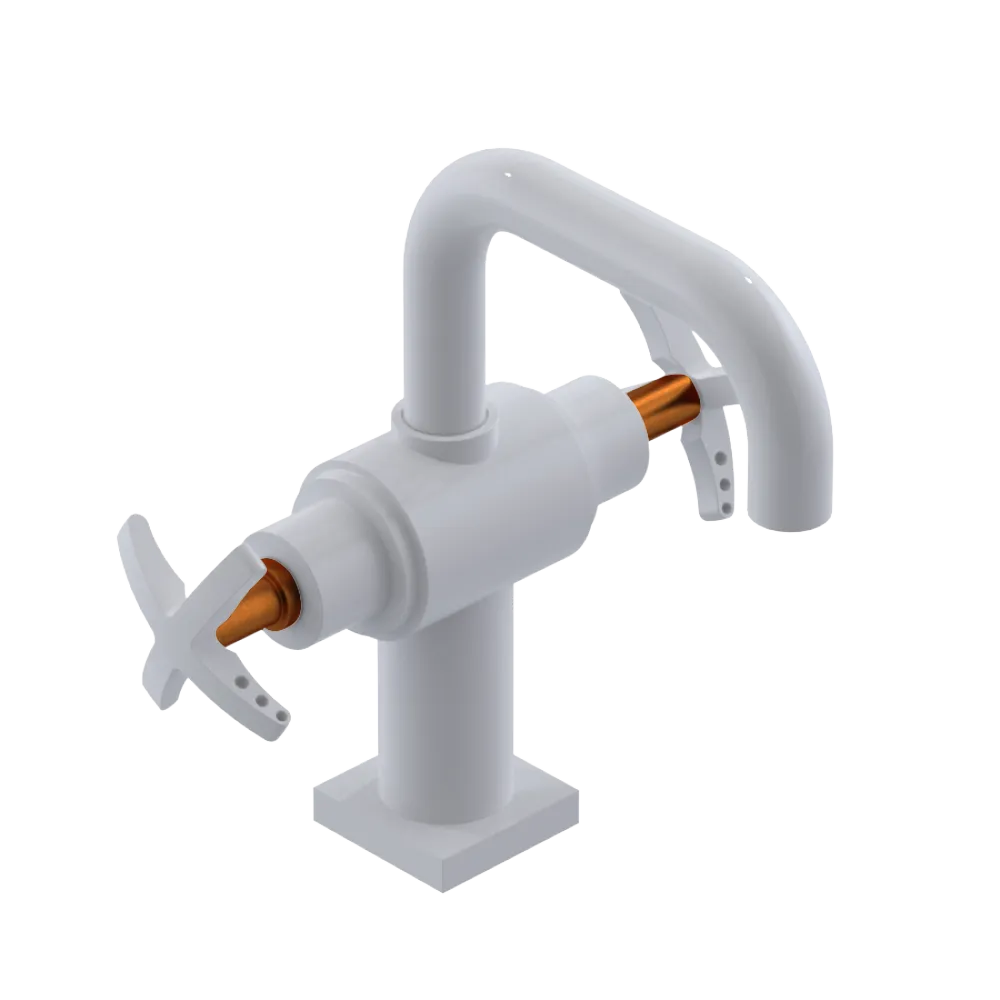 Rubinet Single Hole Dual Handle Lav. Set. with Genesis spout (less drain) White