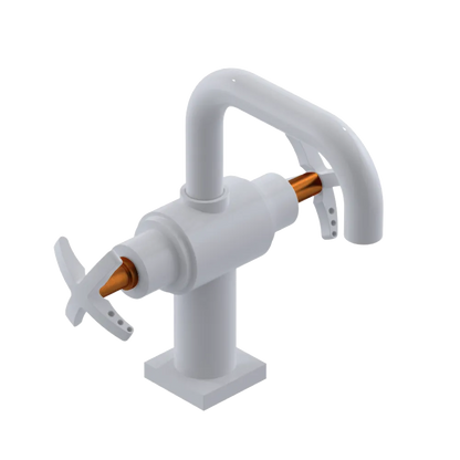 Rubinet Single Hole Dual Handle Lav. Set. with Genesis spout (less drain) White