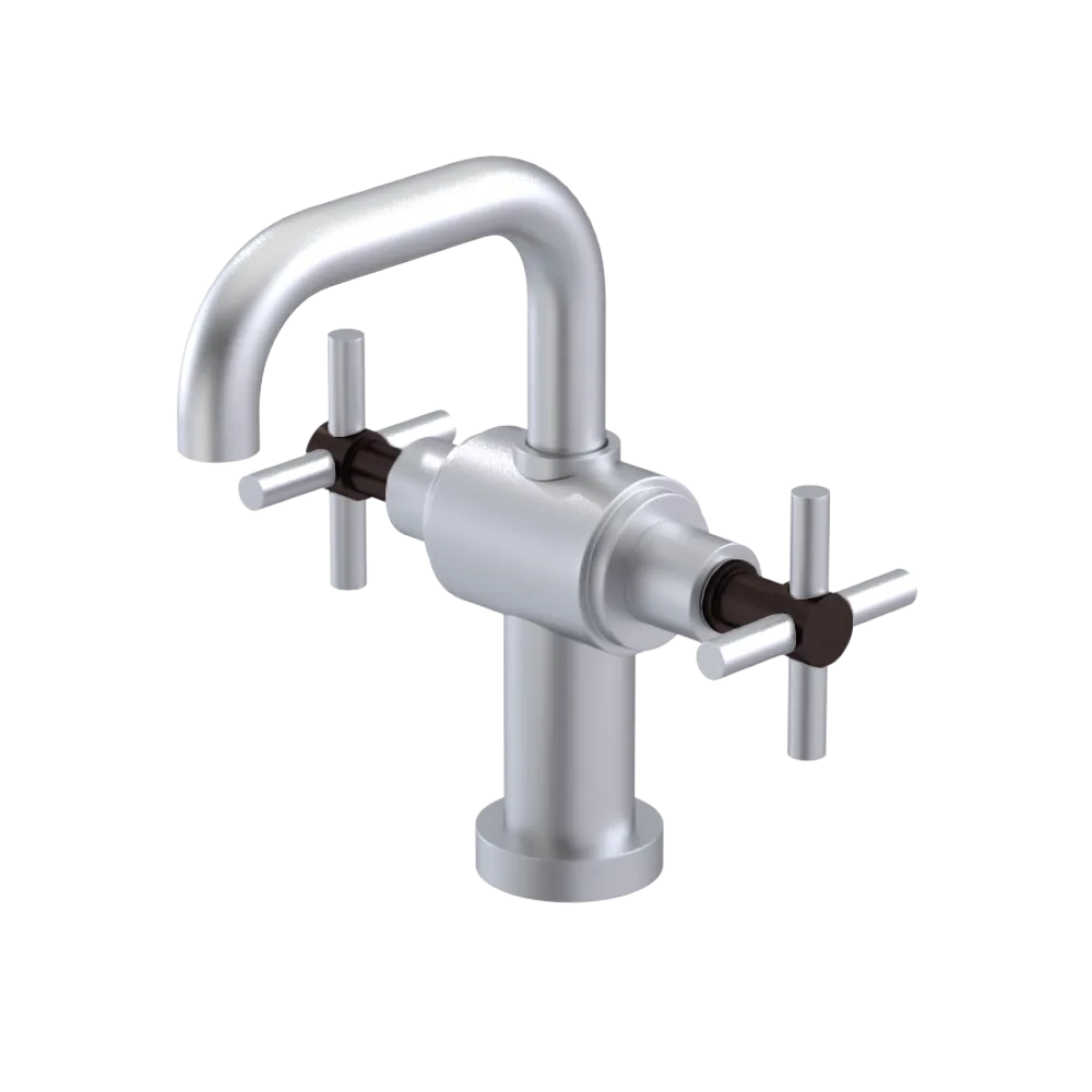 Rubinet Single Hole Dual Handle Lav. Set. (less drain) Satin Chrome