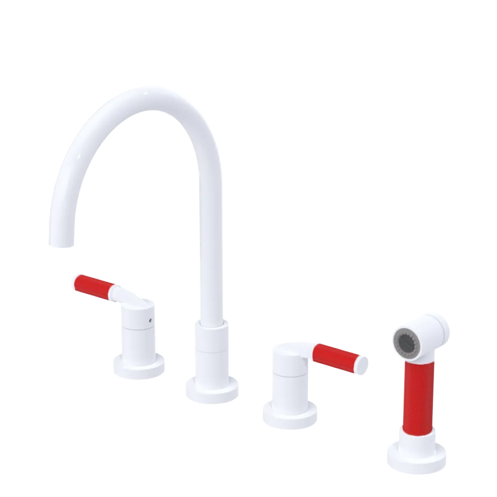 Rubinet Widespread Kitchen Set with Hand Spray White