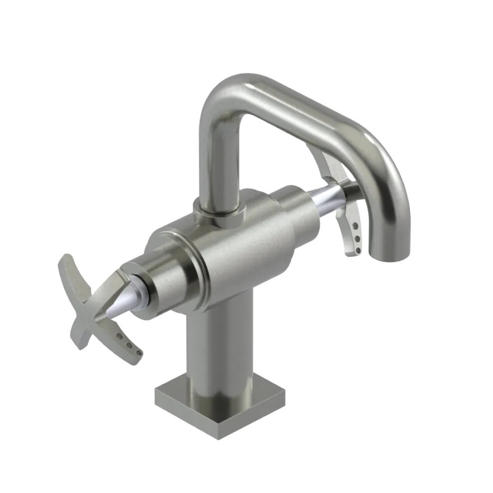 Rubinet Single Hole Dual Handle Lav. Set. with Genesis spout (less drain) Satin Nickel