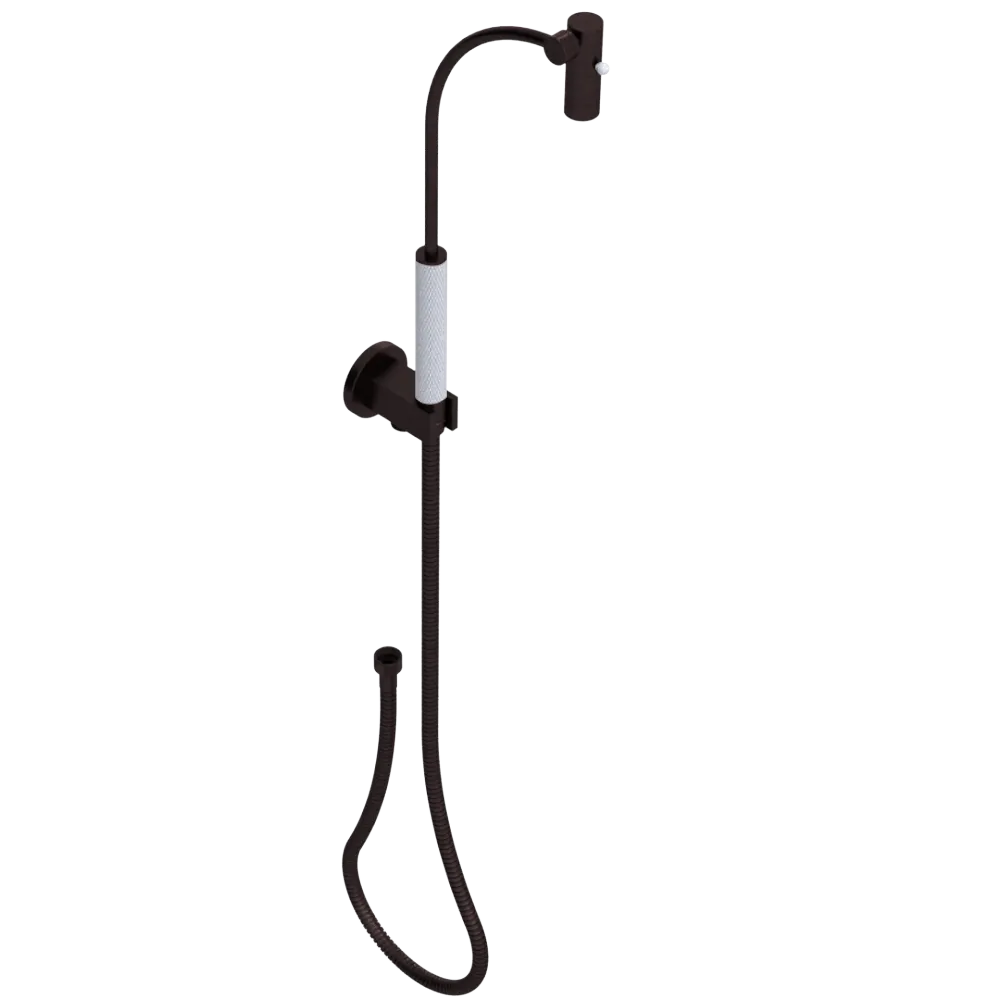 Rubinet Hand Held Shower Bidet with Extended Reach & Dual Function Spray Including Wall Bracket with Supply & Hose (Round) Oil Rubbed Bronze