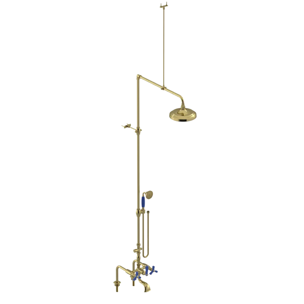 Rubinet Deck Mount Tub & Shower with Hand Held Shower Bright Brass