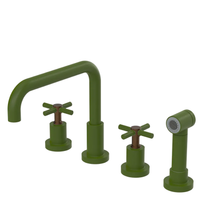Rubinet Widespread Kitchen Set with Hand Spray Green Envy