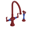 Rubinet Two Handle Single Hole Kitchen Set with Hand Spray Maroon
