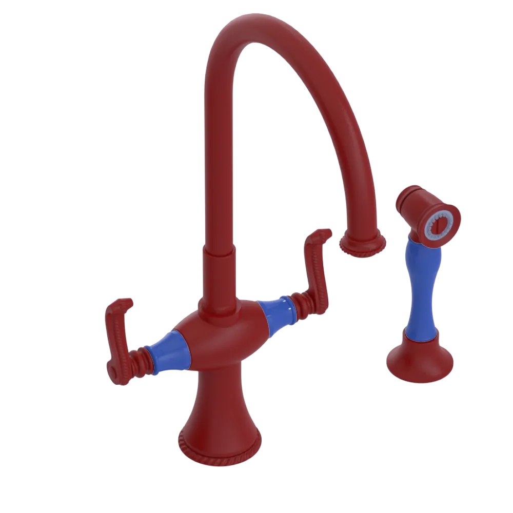 Rubinet Two Handle Single Hole Kitchen Set with Hand Spray Maroon