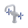Rubinet Single Hole Dual Handle Lav. Set. (less drain) White