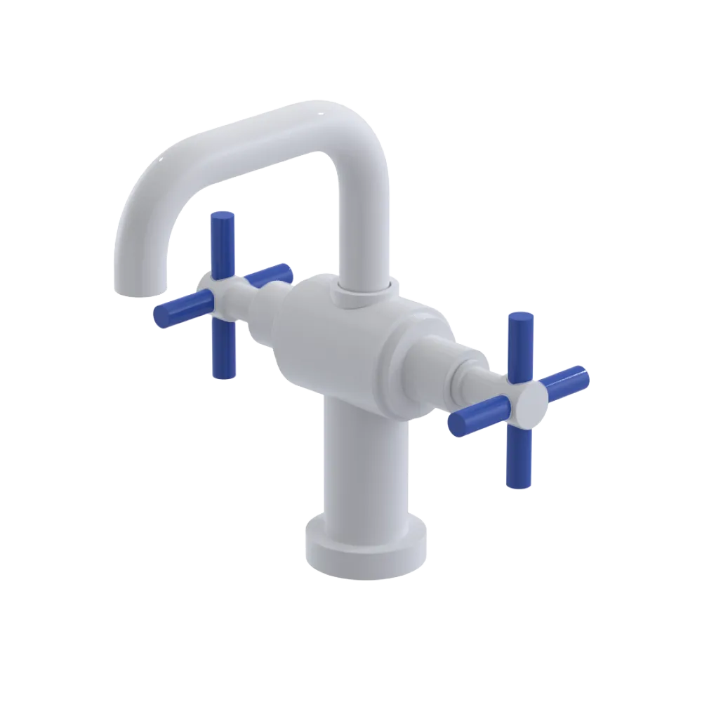 Rubinet Single Hole Dual Handle Lav. Set. (less drain) White