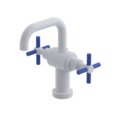 Rubinet Single Hole Dual Handle Lav. Set. (less drain) White