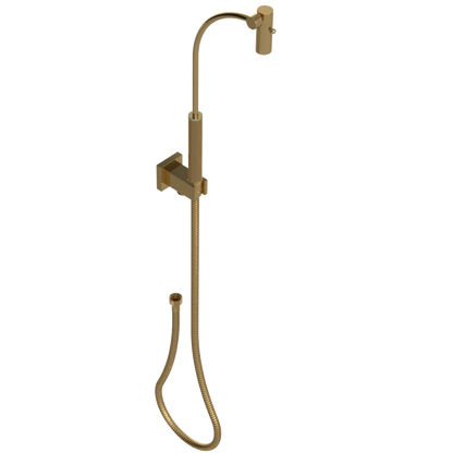 Rubinet Hand Held Shower Bidet with Extended Reach & Dual Function Spray Including Wall Bracket with Supply & Hose (Square) Gold