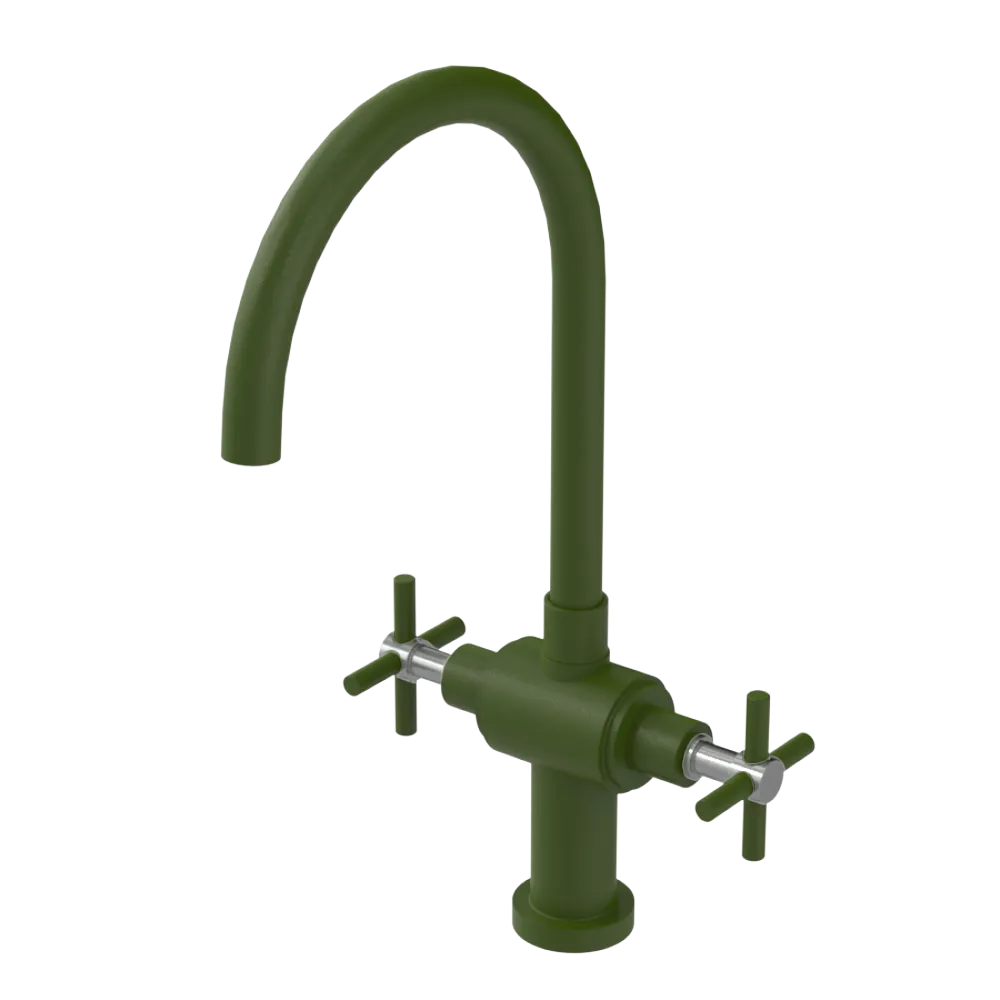 Rubinet Two Handle Single Hole Kitchen Set with LaSalle Spout Green Envy