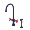 Rubinet Two Handle Single Hole Kitchen Set with Hand Spray Midnight Blue