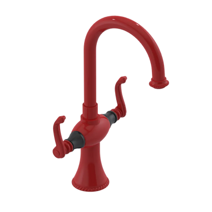 Rubinet Single Hole Dual Handle Lav. Set. (less drain) Red