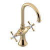 Rubinet Single Hole Dual Handle Lav. Set. (less drain) Gold