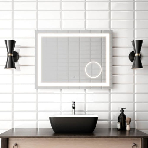 KALIA EFFECTLED-illuminated bathroom mirror with magnifying mirror - 32" x 24"