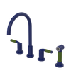 Rubinet Widespread Kitchen Set with Hand Spray Midnight Blue