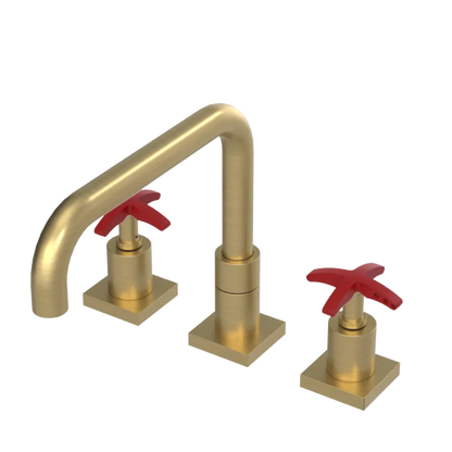 Rubinet Widespread Kitchen Set with Genesis Spout Satin Gold