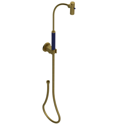 Rubinet Hand Held Shower Bidet with Extended Reach & Dual Function Spray Including Wall Bracket with Supply & Hose (Round) Antique Brass Matt