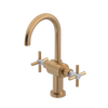 Rubinet Single Hole Dual Handle Lav. Set with LaSalle Spout (less drain) Satin Gold
