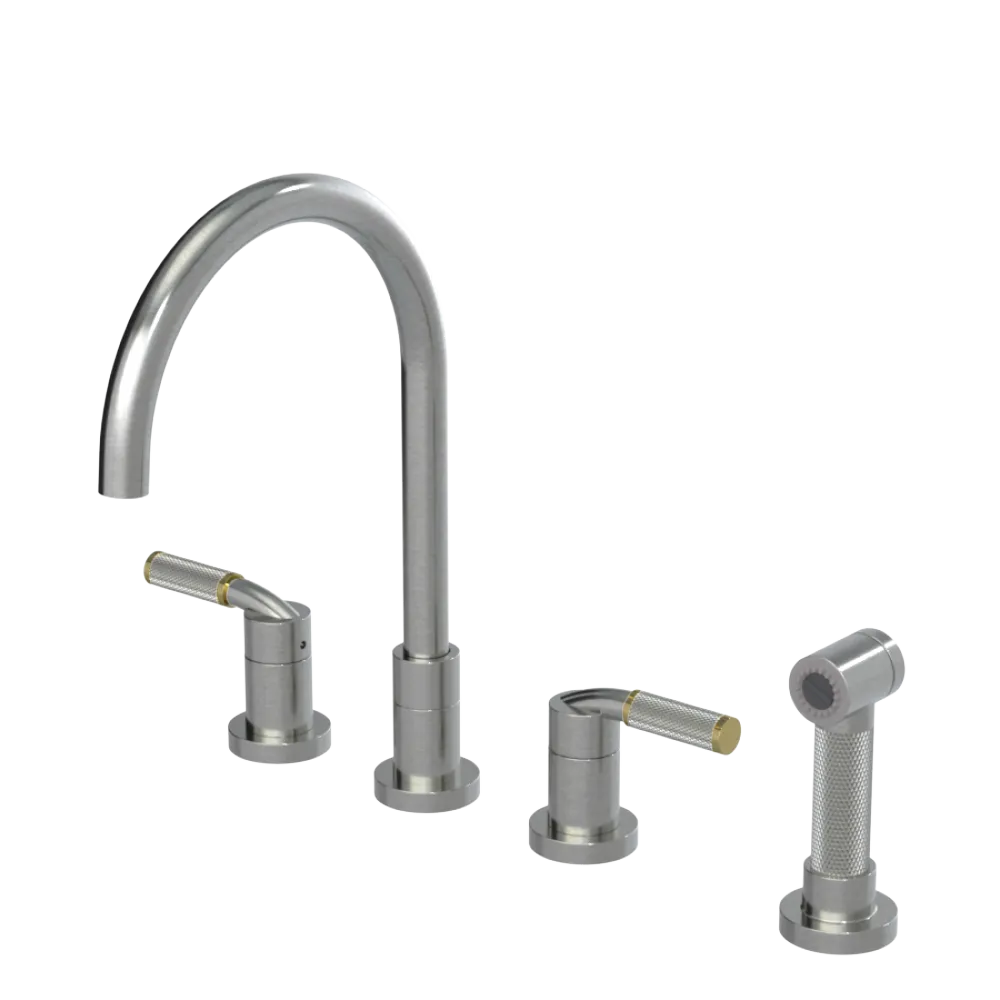 Rubinet Widespread Kitchen Set with Hand Spray Satin Nickel