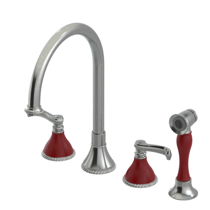 Rubinet Widespread Kitchen Set with Hand Spray Satin Nickel
