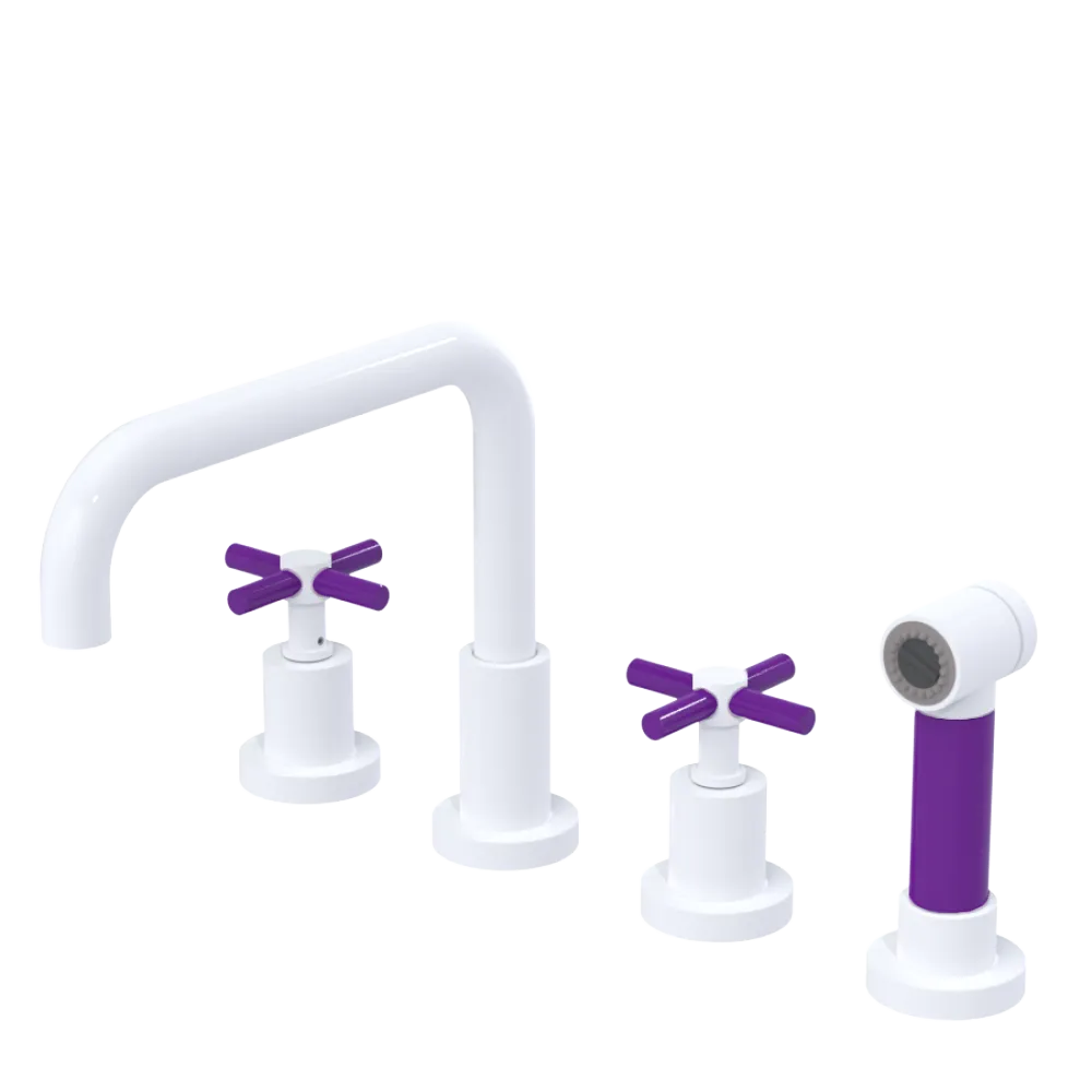 Rubinet Widespread Kitchen Set with Hand Spray White