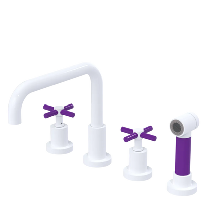 Rubinet Widespread Kitchen Set with Hand Spray White