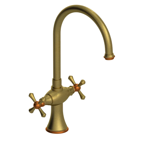 Rubinet Two Handle Single Hole Kitchen Set Antique Brass Matt