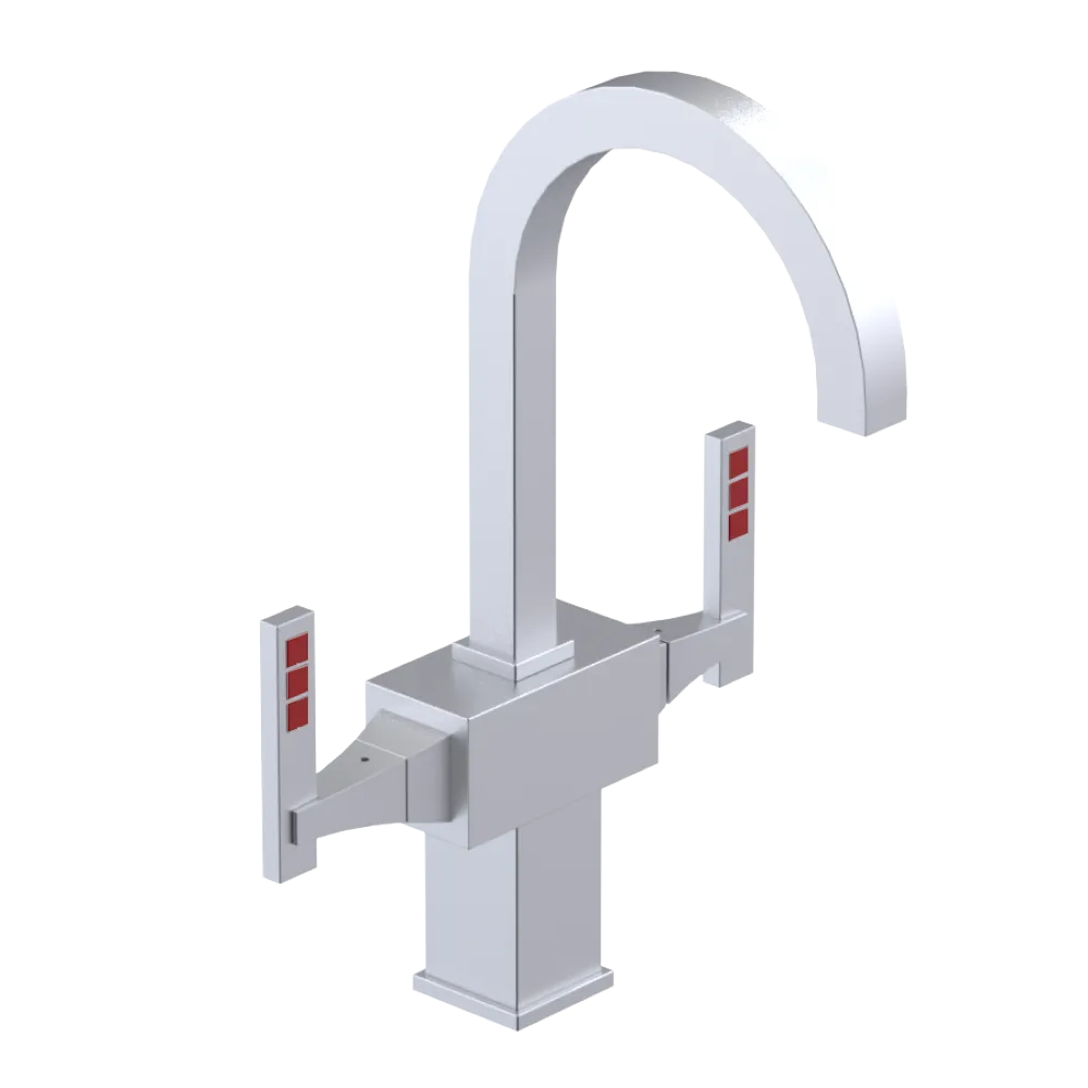 Rubinet Single Hole Dual Handle Lav. Set. (less drain) Satin Chrome