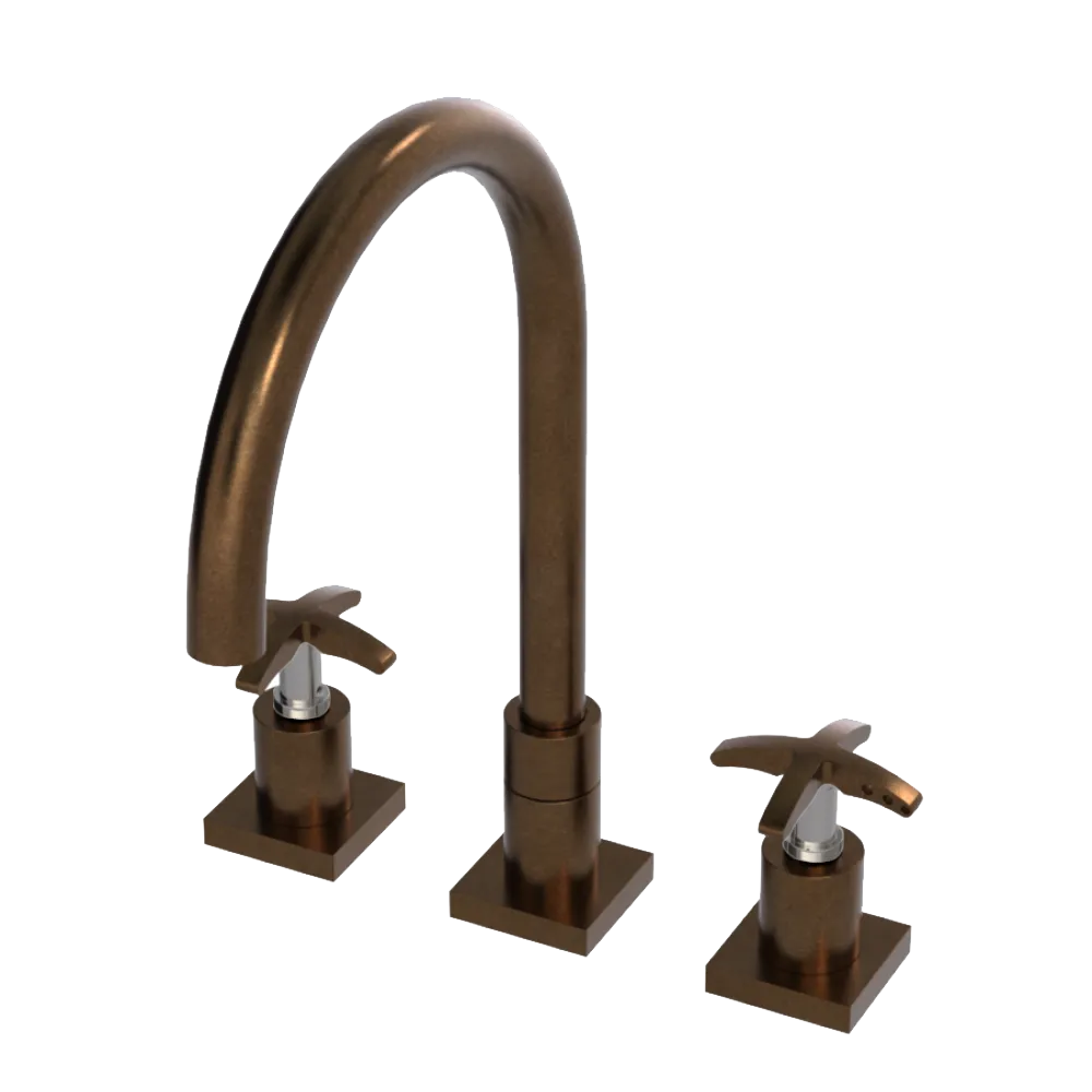 Rubinet Widespread Kitchen Set Tuscan Brass