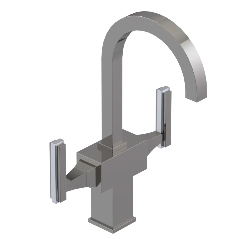 Rubinet Single Hole Dual Handle Lav. Set. (less drain) Polished Nickel