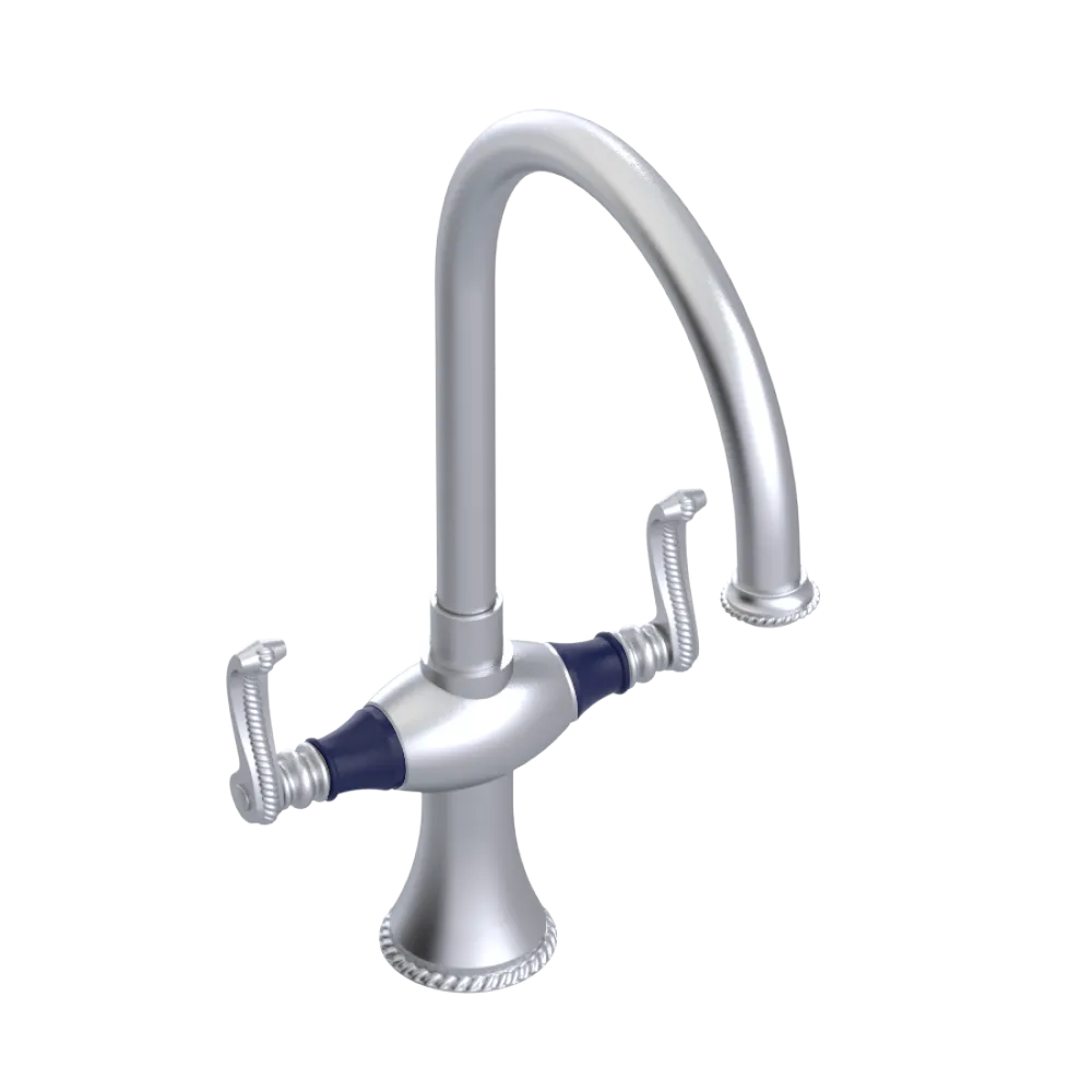 Rubinet Two Handle Single Hole Kitchen Set Satin Chrome