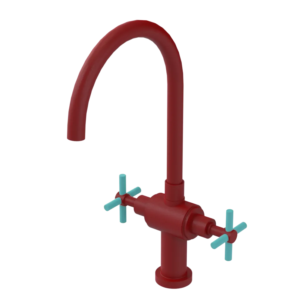 Rubinet Two Handle Single Hole Kitchen Set with LaSalle Spout Maroon