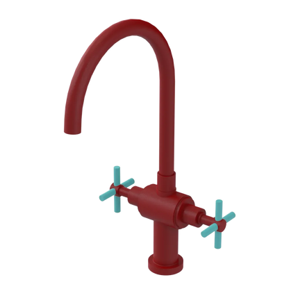 Rubinet Two Handle Single Hole Kitchen Set with LaSalle Spout Maroon