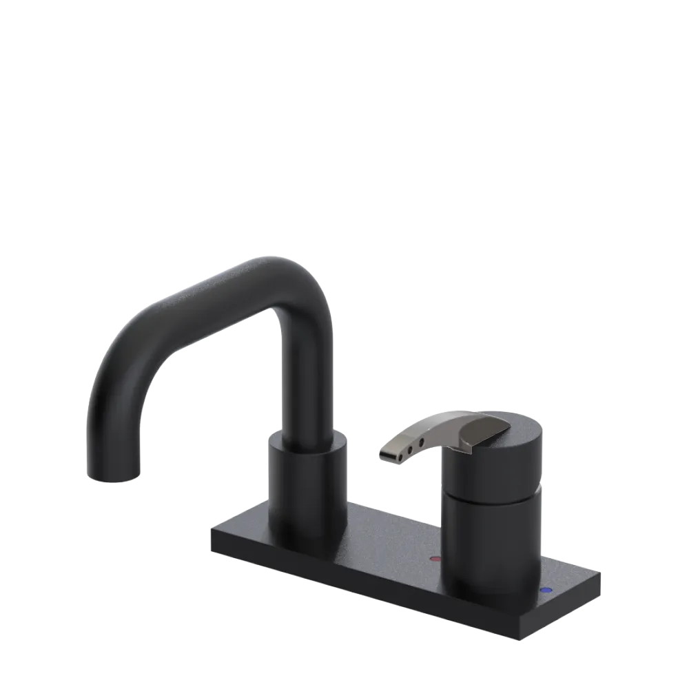 Rubinet 4" Centre Single Control Lav. Set. with Genesis spout (less drain) Matt Black