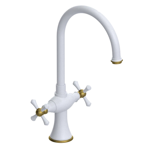 Rubinet Two Handle Single Hole Kitchen Set White