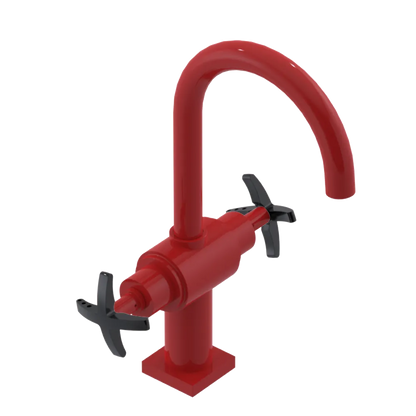 Rubinet Single Hole Dual Handle Lav. Set. (less drain) Red