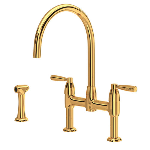 Perrin & Rowe Holborn Bridge Kitchen Faucet with Sidespray With Metal Lever Handle